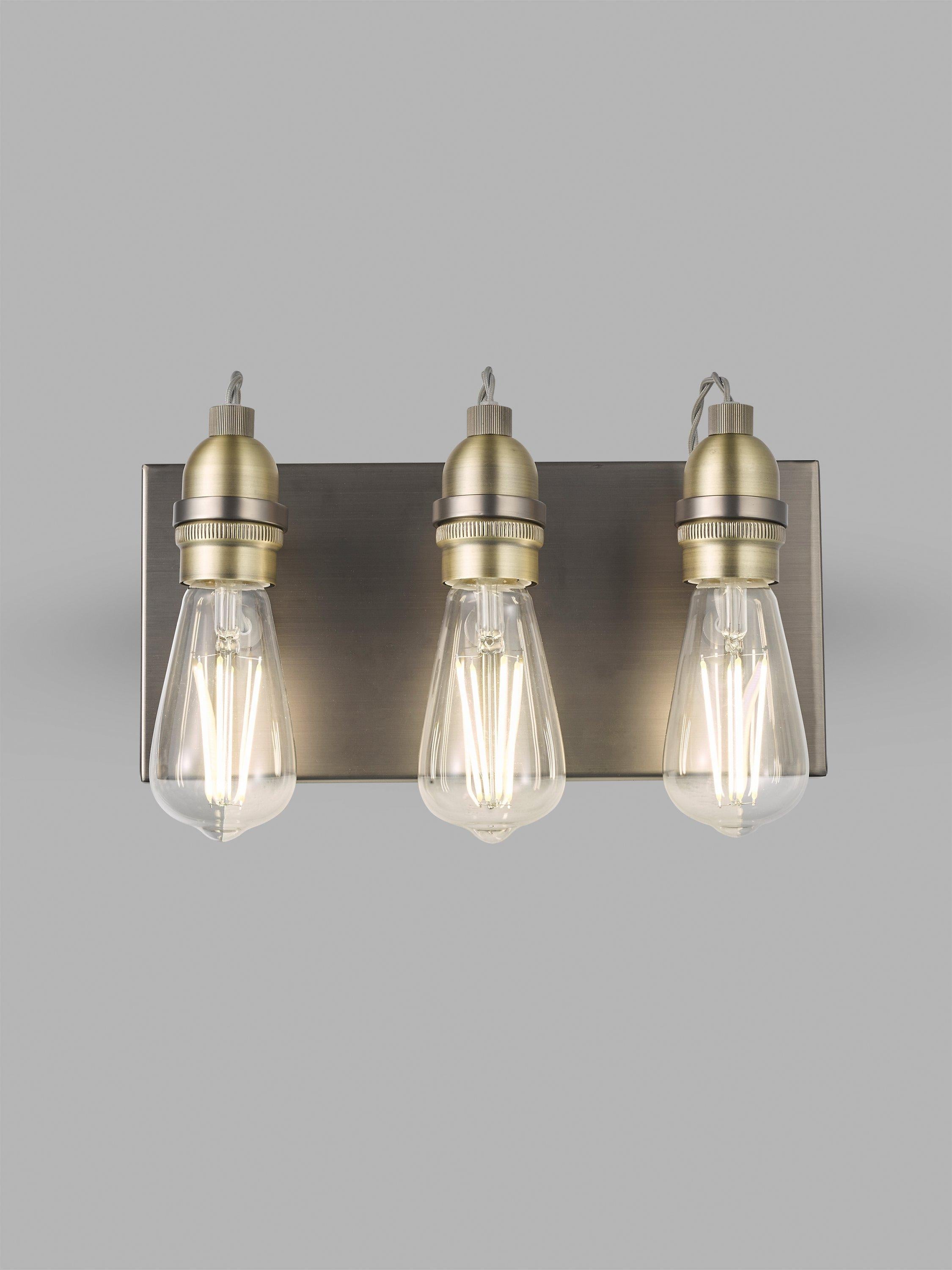 John Lewis Bistro three arm wall light antique brass - British product