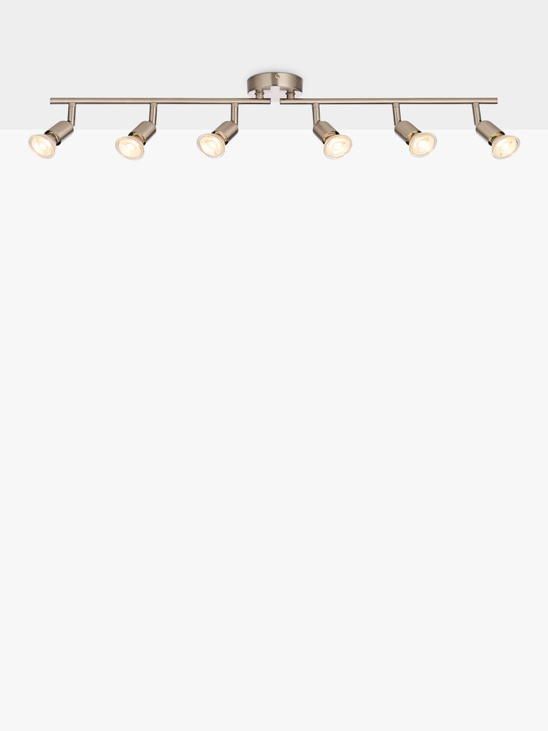John Lewis Keely 6 spotlight ceiling bar brushed steel, imported from the UK