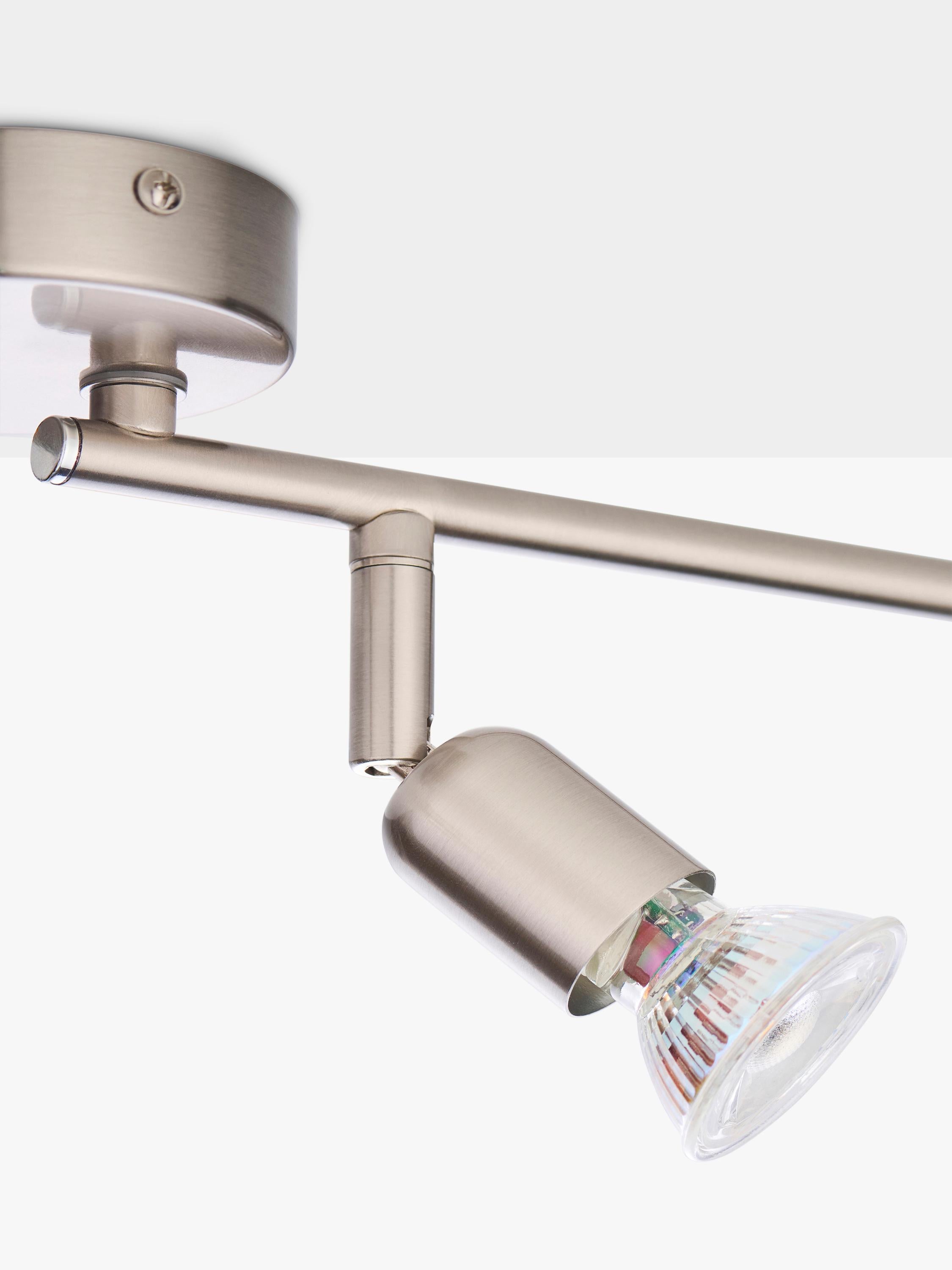John Lewis Keely 6 spotlight ceiling bar brushed steel, imported from the UK