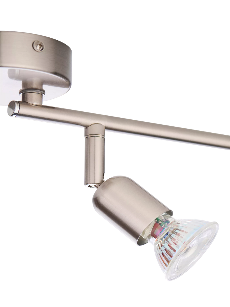 John Lewis Keely 6 spotlight ceiling bar brushed steel, imported from the UK