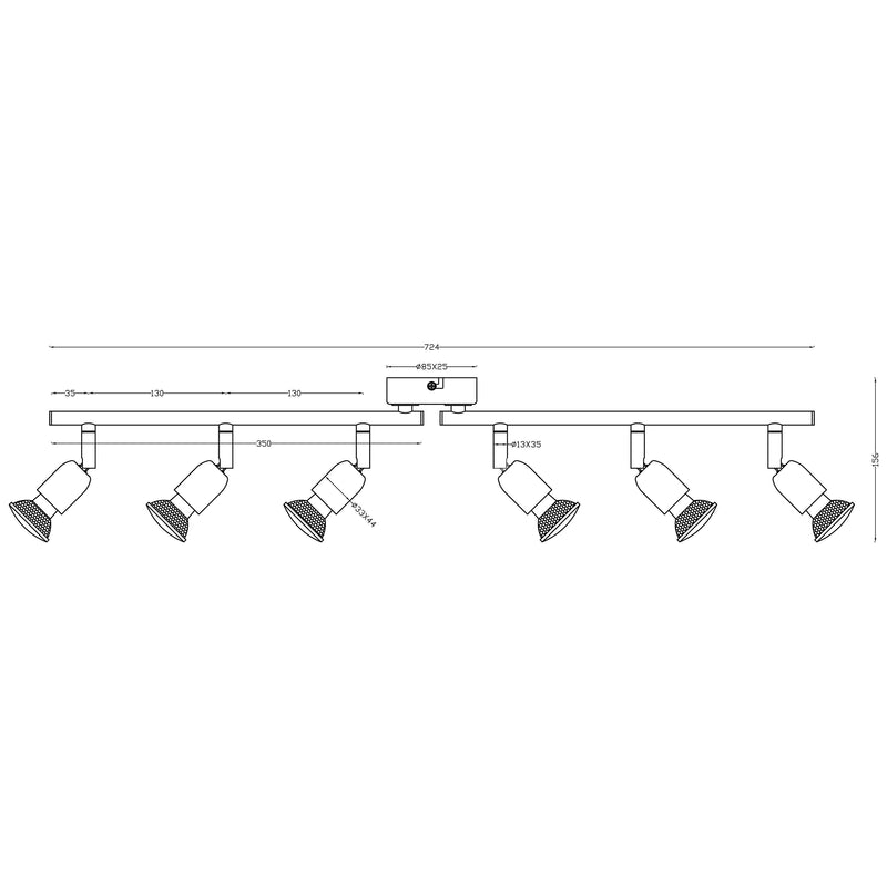 John Lewis Keely 6 spotlight ceiling bar brushed steel, imported from the UK