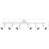 John Lewis Keely 6 spotlight ceiling bar brushed steel, imported from the UK