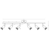 John Lewis Keely 6 spotlight ceiling bar brushed steel, imported from the UK