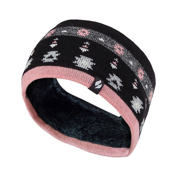 Heat Holders Ladies Fleece Lined Thermal Headband GOODS Superdrug Jaquard Black Coral  