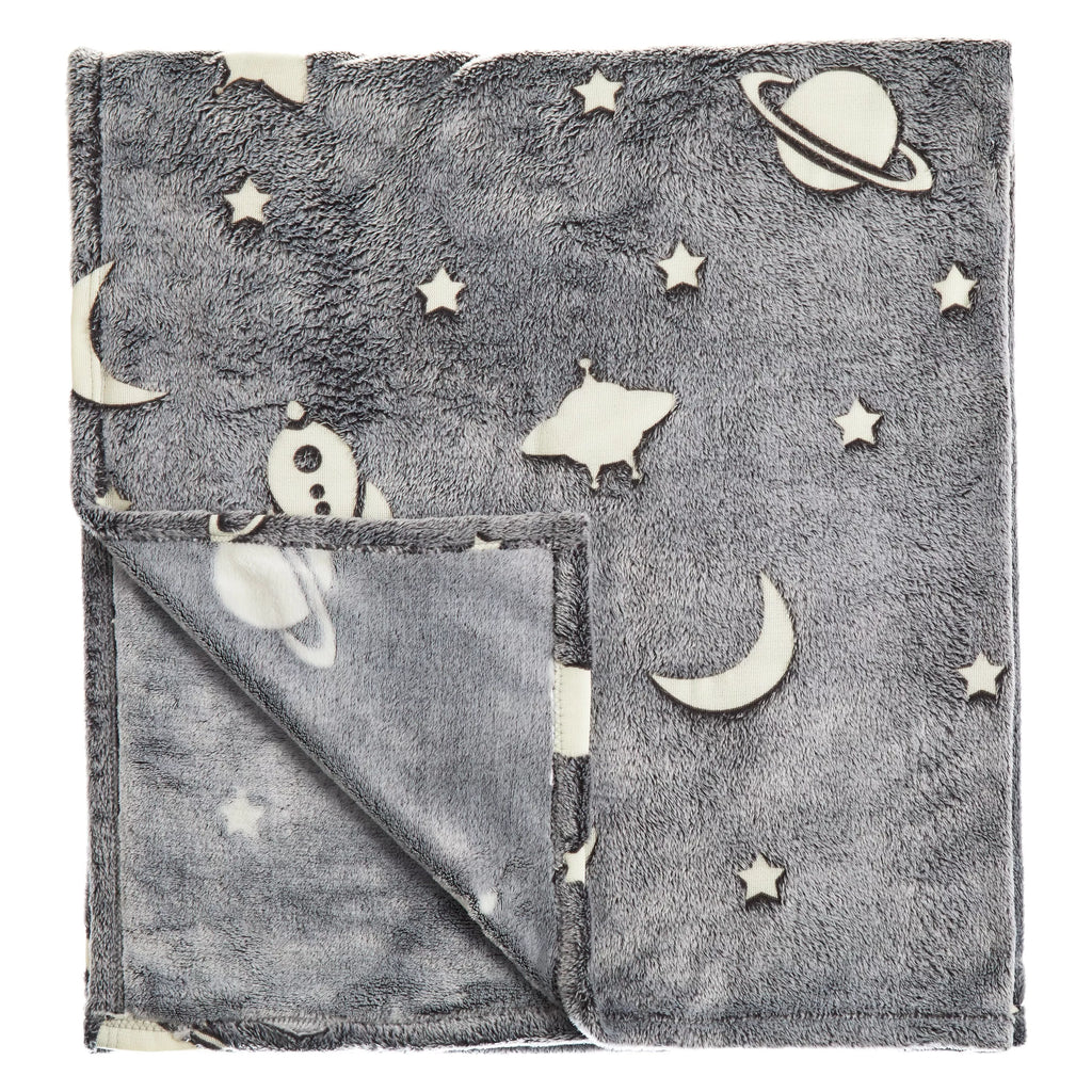 John Lewis Space Glow In The Dark Fleece Throw, Grey