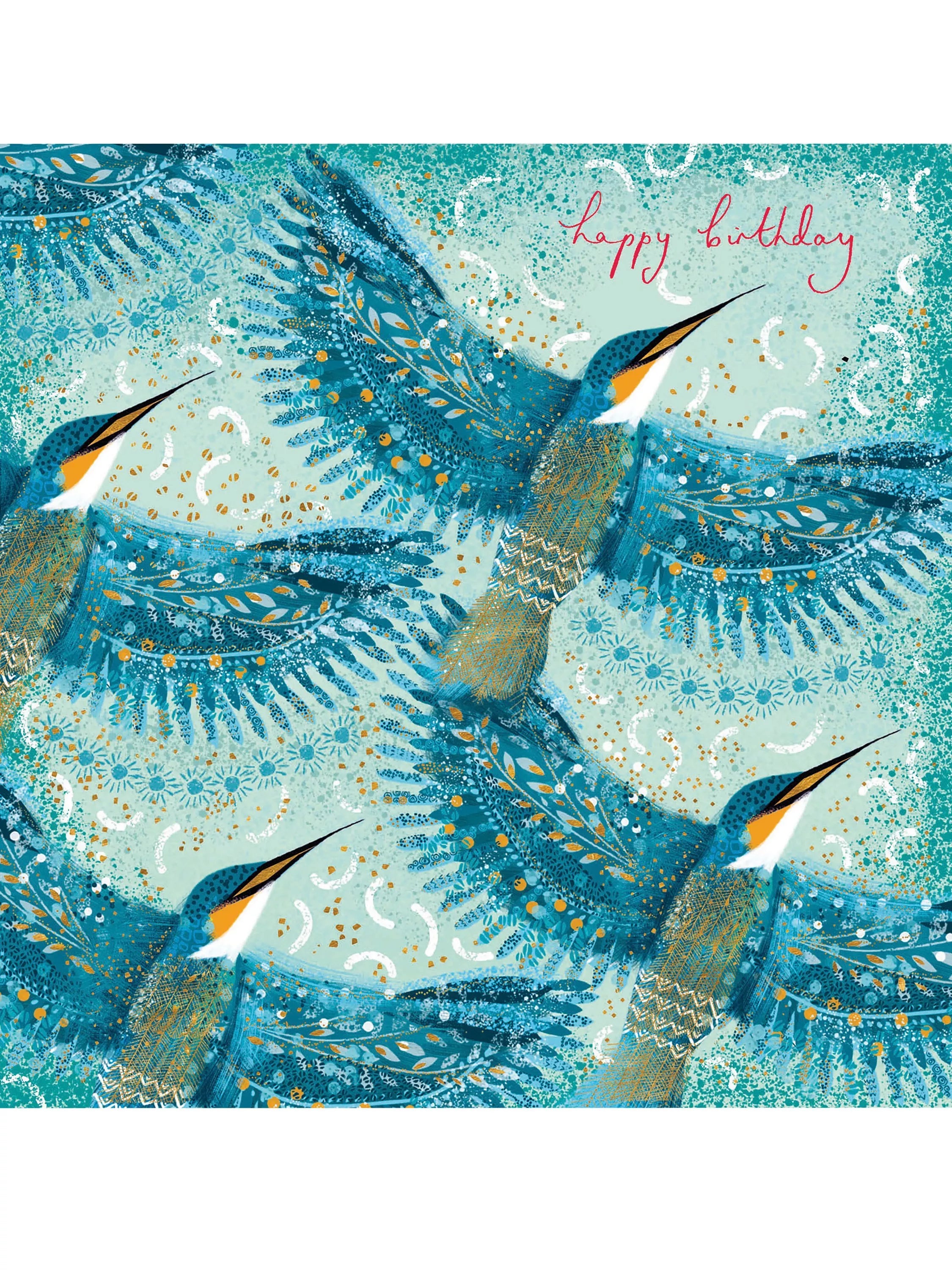 Woodmansterne Kingfishers greeting card 17.3 x 16.7 cm (British brand)