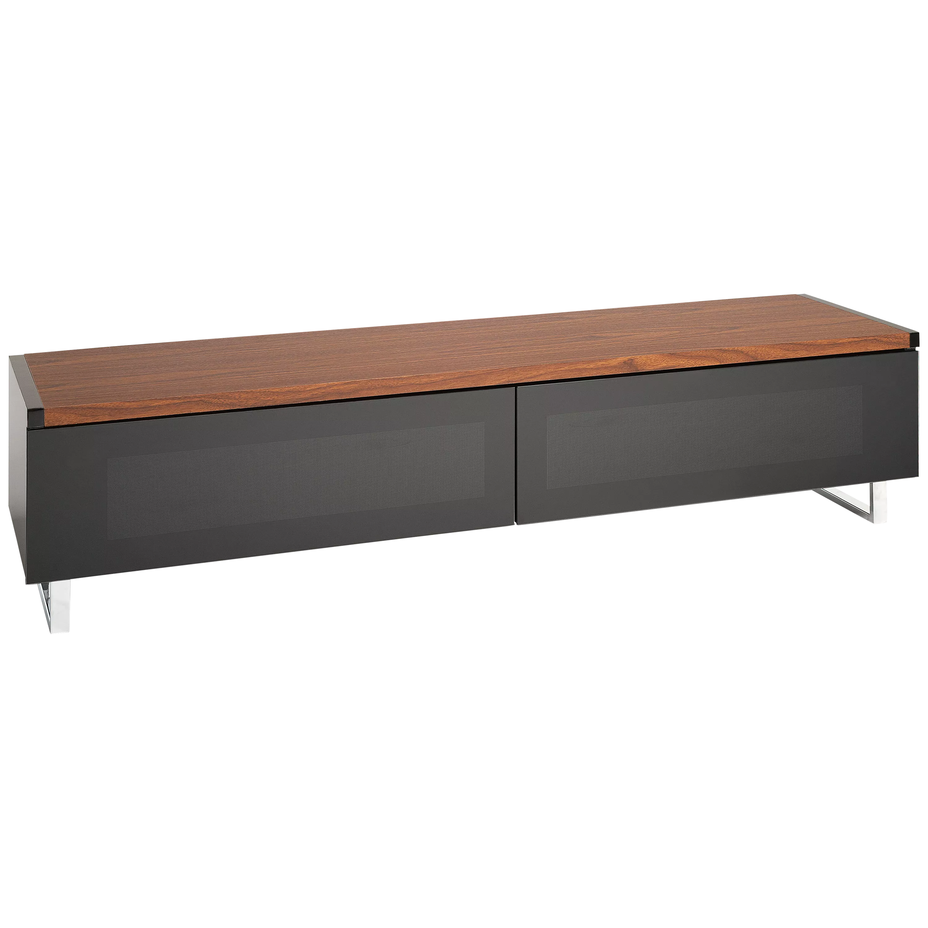 AVF Panorama PM160 TV stand with walnut veneer and chrome legs, imported from the UK