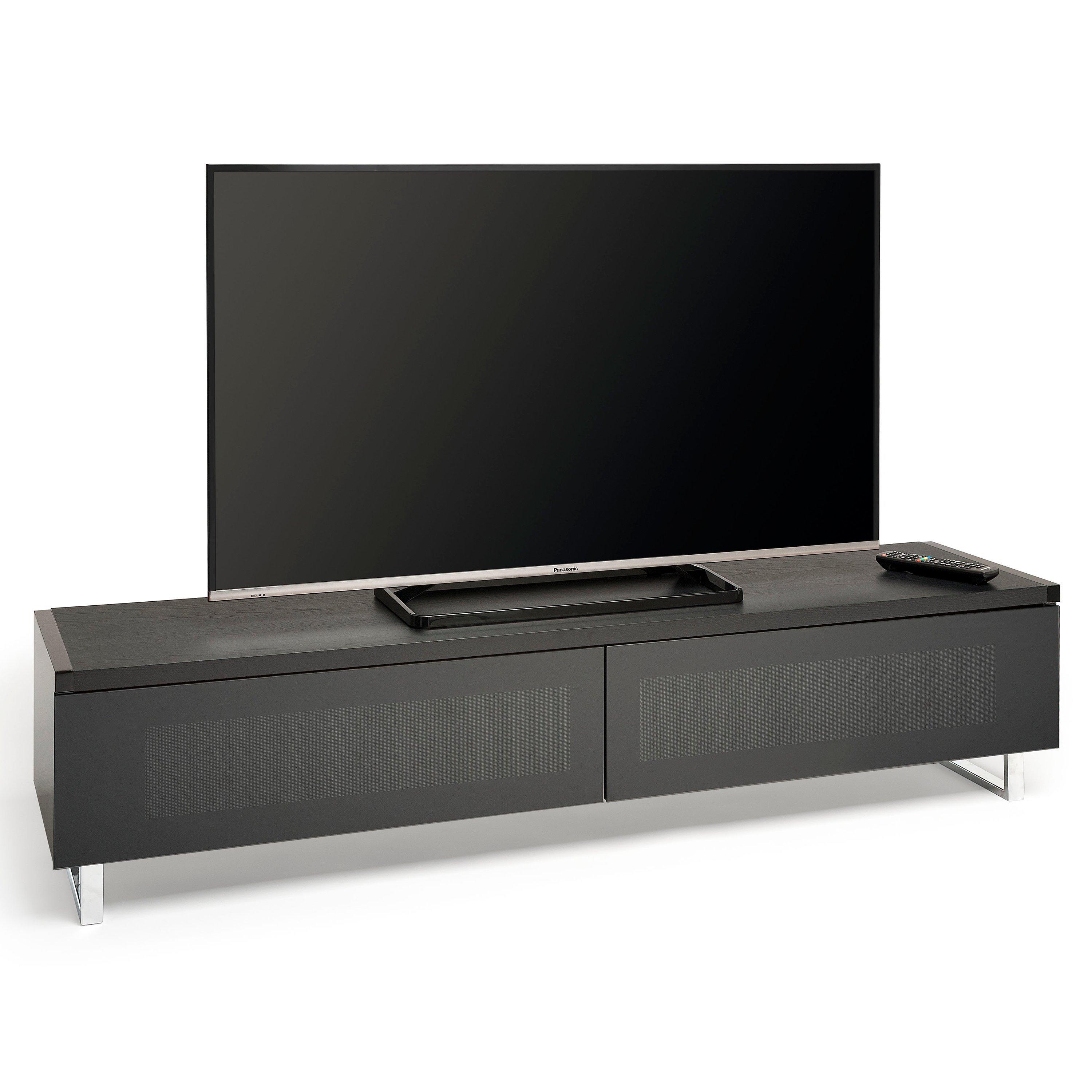 AVF Panorama PM160 TV stand with walnut veneer and chrome legs, imported from the UK