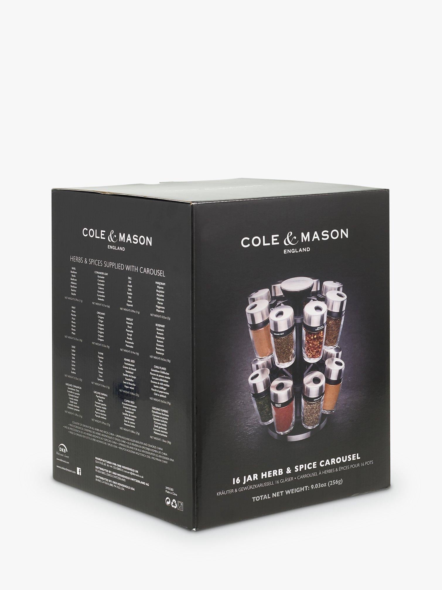 Cole & Mason filled spice rack carousel 16 jar, UK version