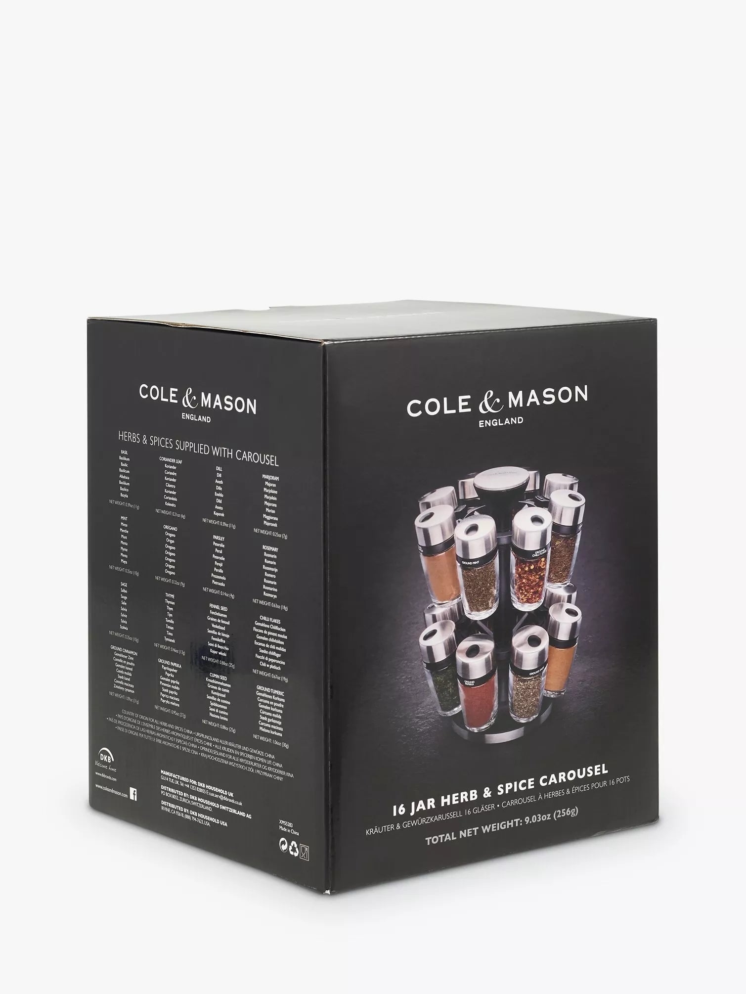 Cole & Mason filled spice rack carousel 16 jar, UK version
