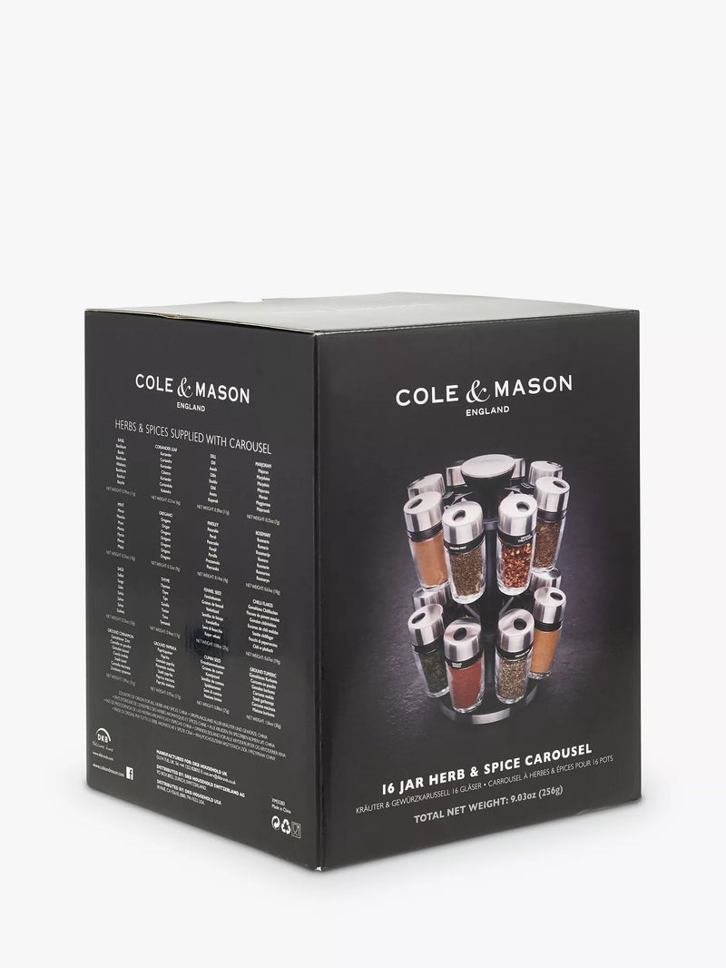 Cole & Mason filled spice rack carousel 16 jar, UK version