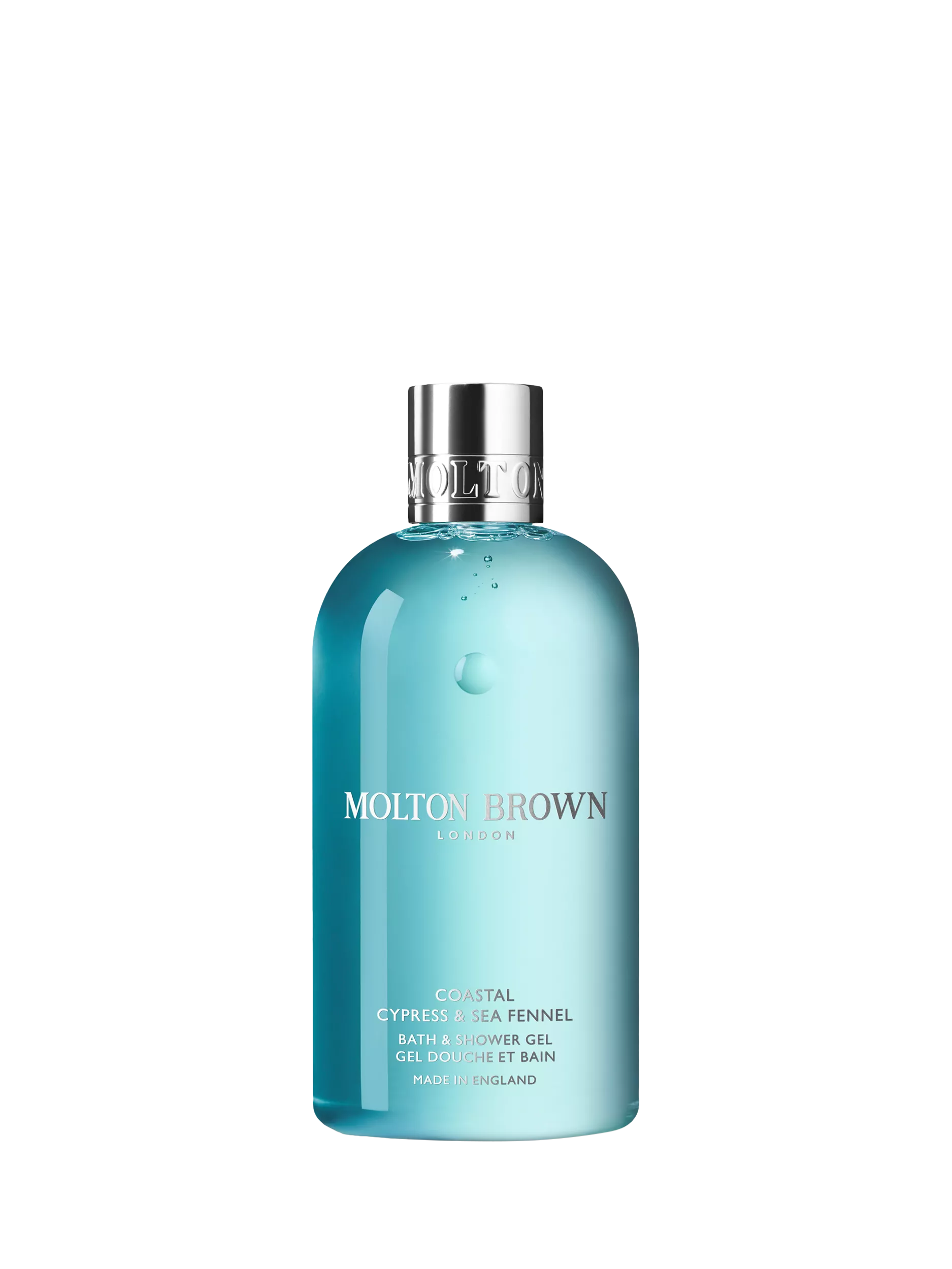 Molton Brown coastal cypress and sea fennel bath and shower gel 300ml, imported from the UK