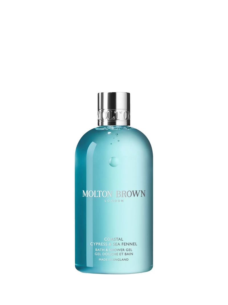 Molton Brown coastal cypress and sea fennel bath and shower gel 300ml, imported from the UK