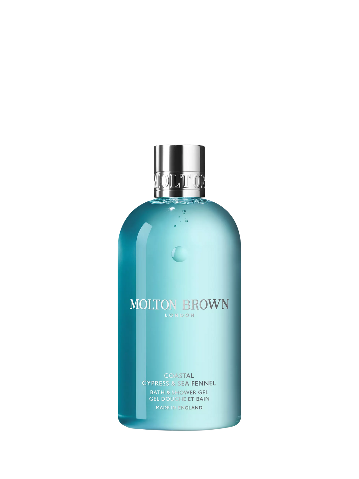 Molton Brown coastal cypress and sea fennel bath and shower gel 300ml, imported from the UK
