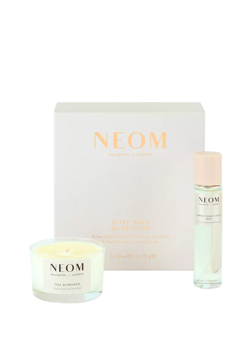 NEOM Wellbeing London day and night gift set with candle and mist, UK version