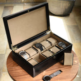 Dulwich Designs Windsor leather 10 piece watch box, imported from the UK