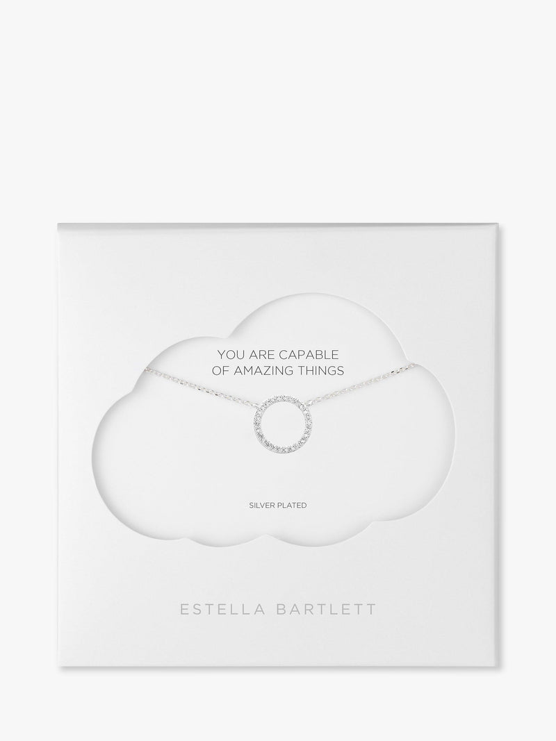 Estella Bartlett pave cubic zirconia circle pendant necklace silver, UK version