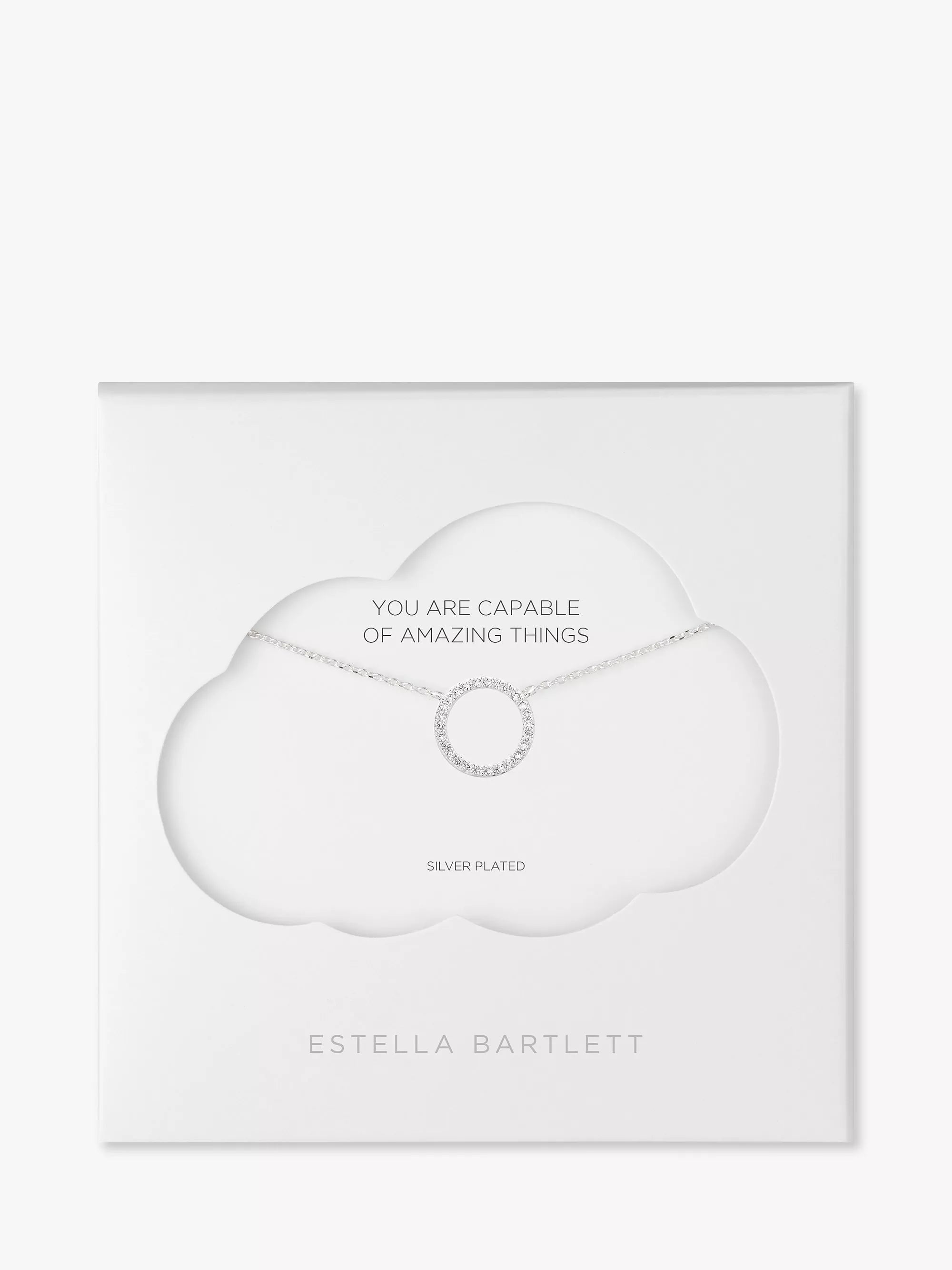 Estella Bartlett pave cubic zirconia circle pendant necklace silver, UK version