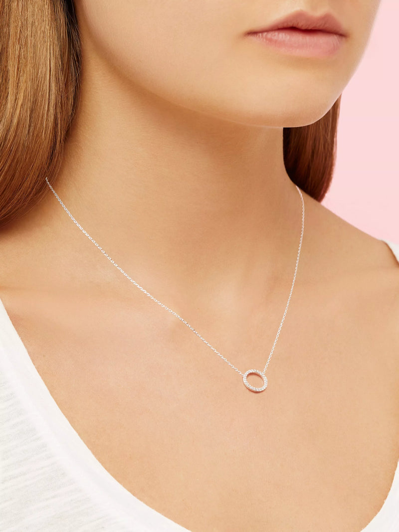 Estella Bartlett pave cubic zirconia circle pendant necklace silver, UK version