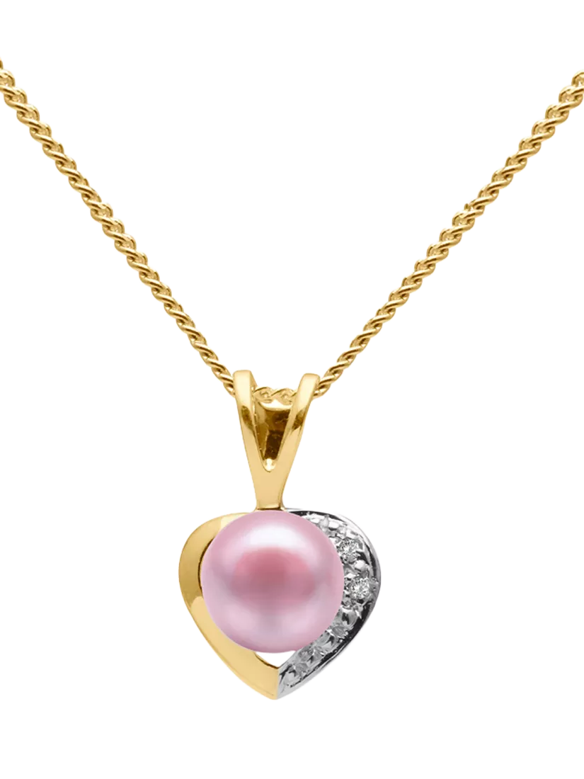 E.W Adams gold pearl heart pendant necklace - British product