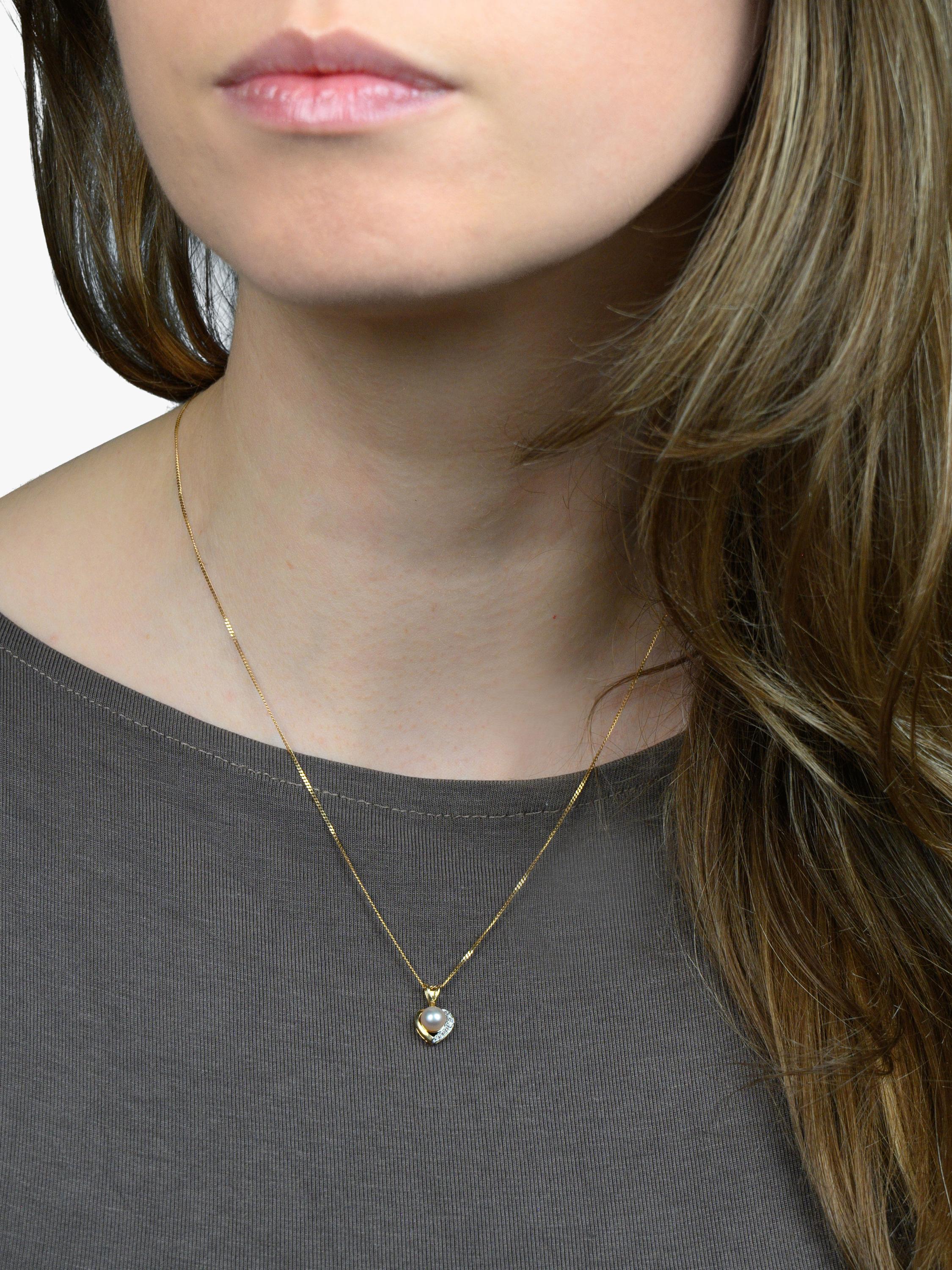 E.W Adams gold pearl heart pendant necklace - British product