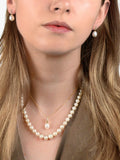 E.W Adams drop earrings freshwater pearl and diamond 9ct gold (British brand)