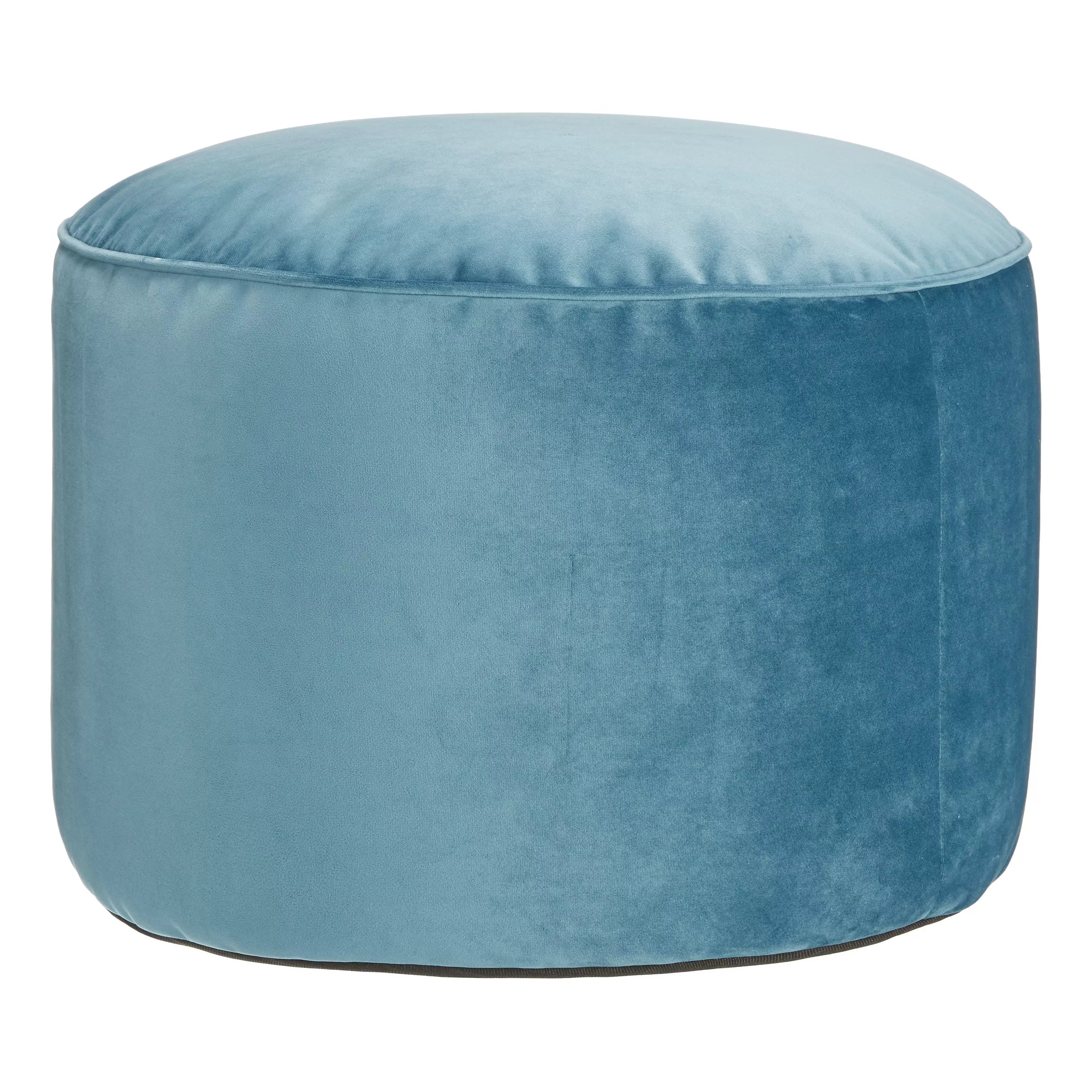 John Lewis velvet pouffe with piped edges, imported from the UK