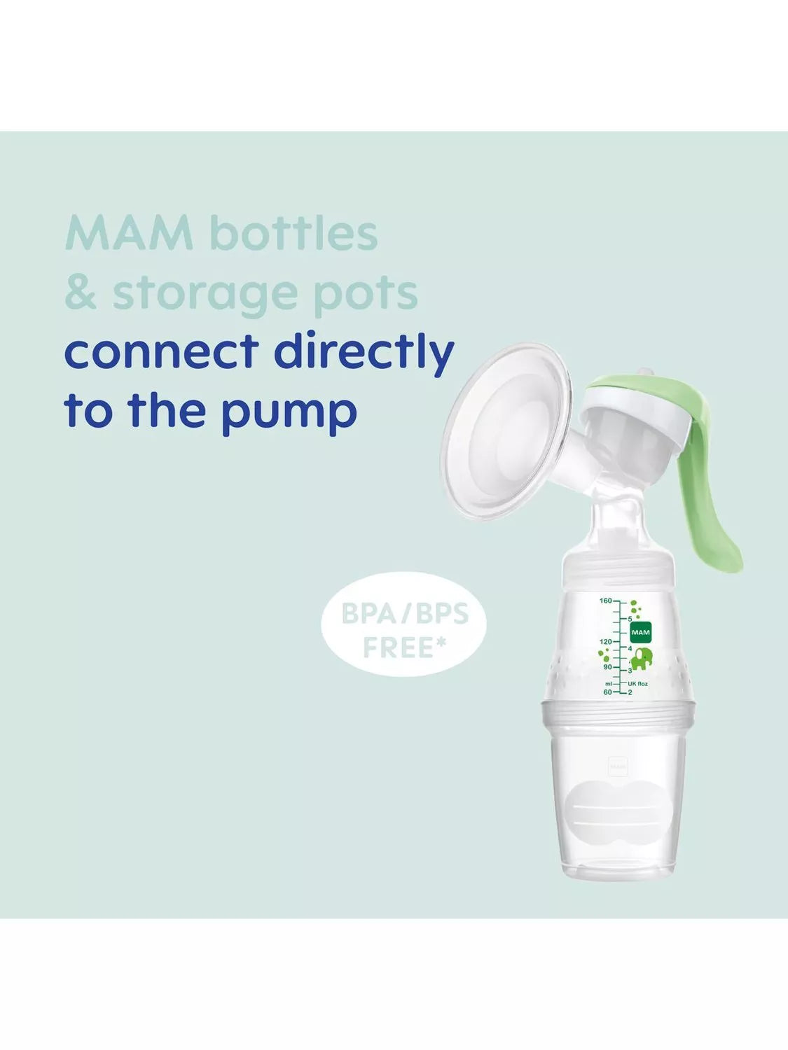 MAM manual breast pump with soft silicone funnel - British product