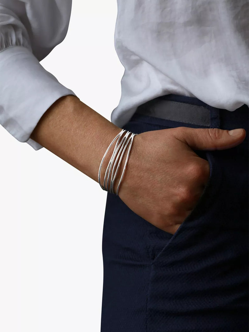 Nina B 6 strand open bangle, sterling silver (British brand)