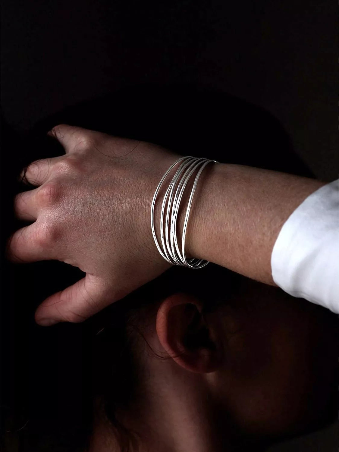 Nina B 6 strand open bangle, sterling silver (British brand)
