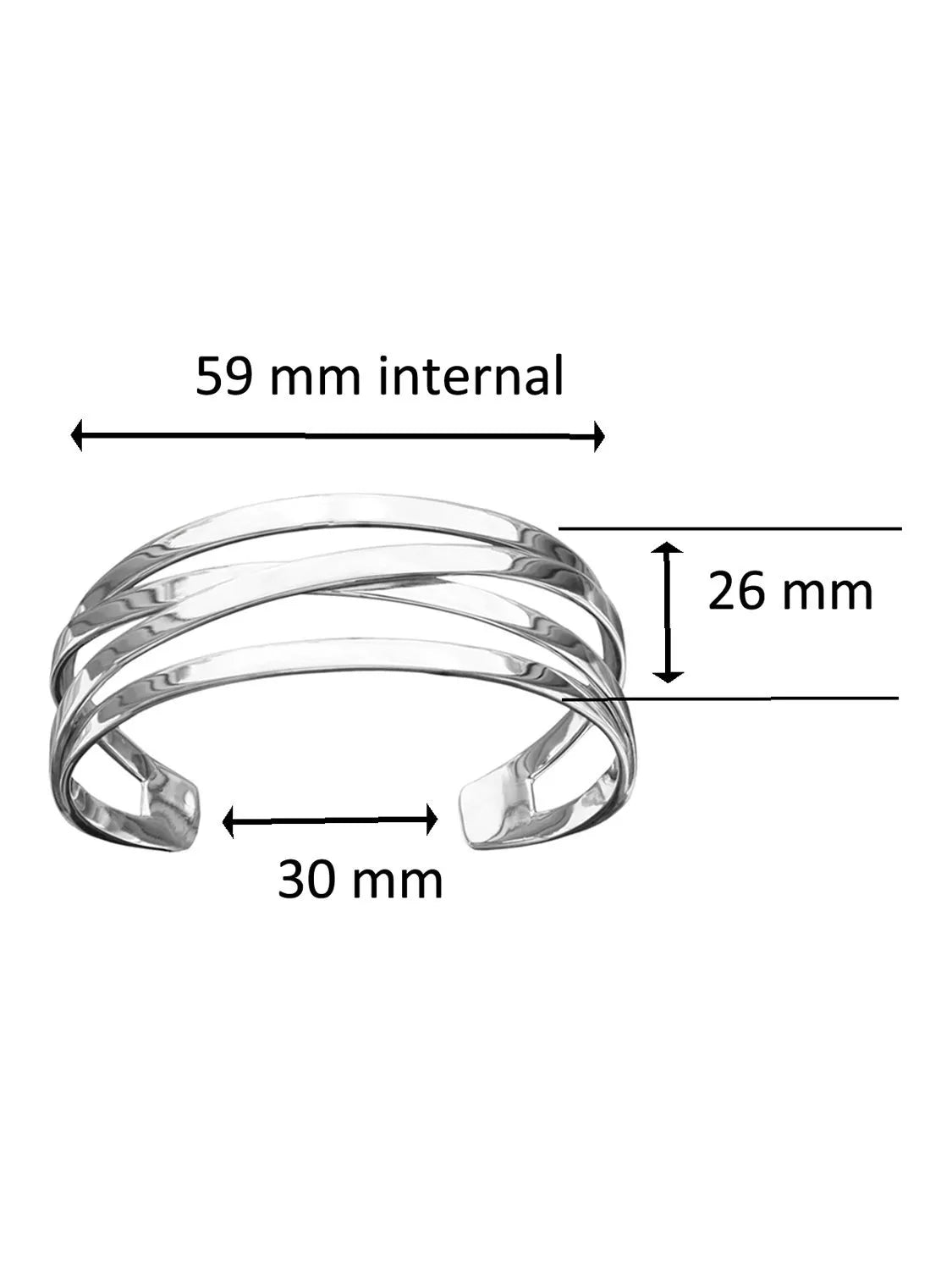Nina B flat 4 strand open bangle sterling silver - British product