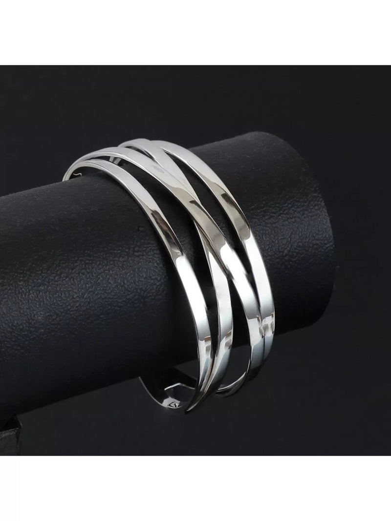 Nina B flat 4 strand open bangle sterling silver - British product