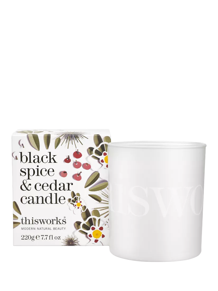 This Works Black Spice & Cedar scented candle 220g, imported from the UK