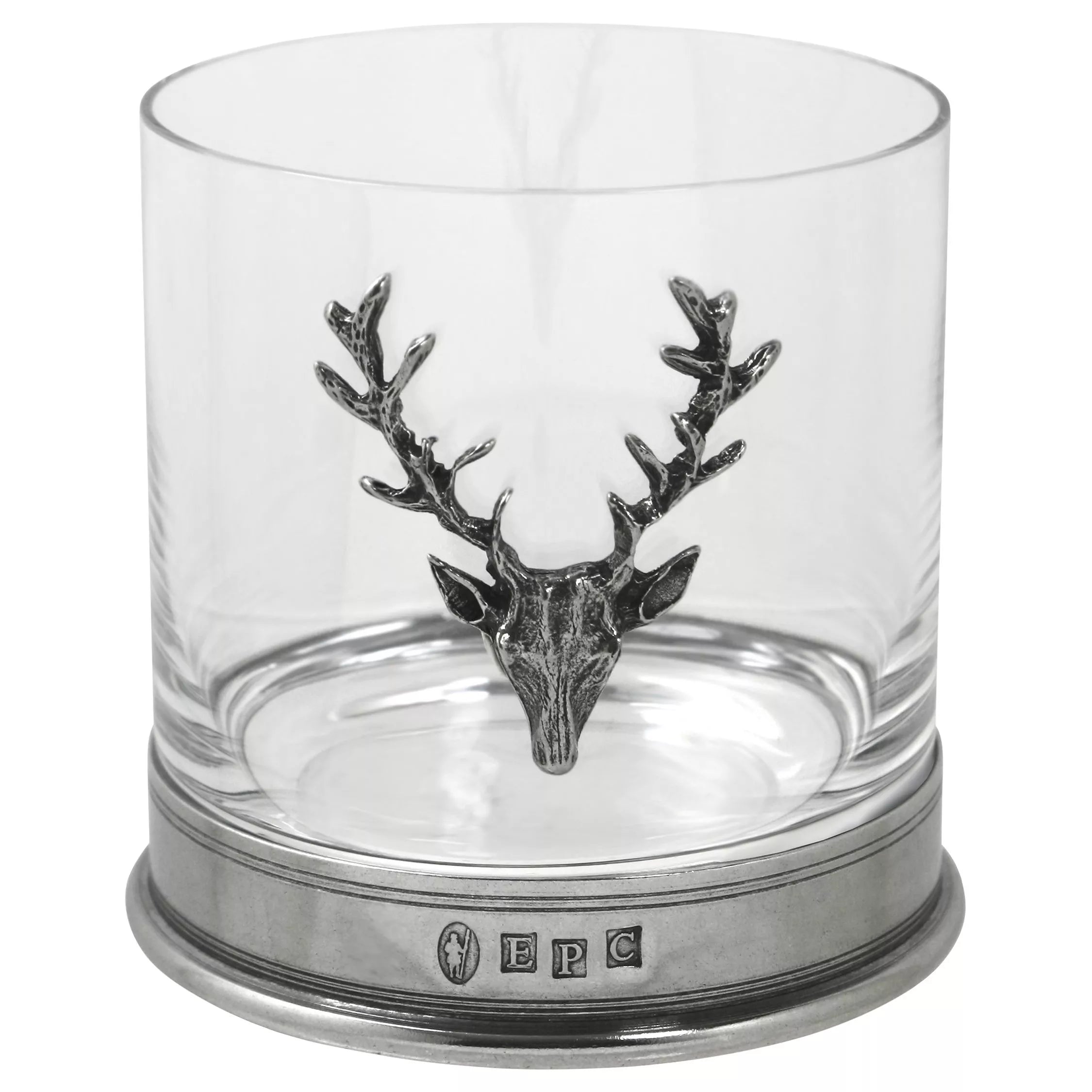 English Pewter Company Single Stag Head crystal tumbler 13.5oz - British product