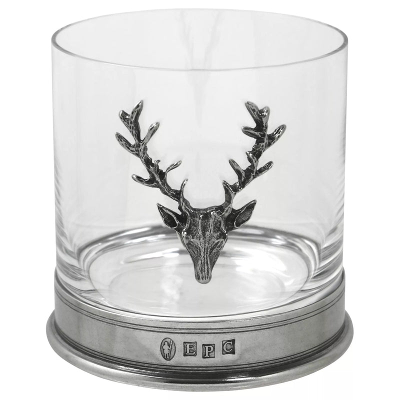 English Pewter Company Single Stag Head crystal tumbler 13.5oz - British product