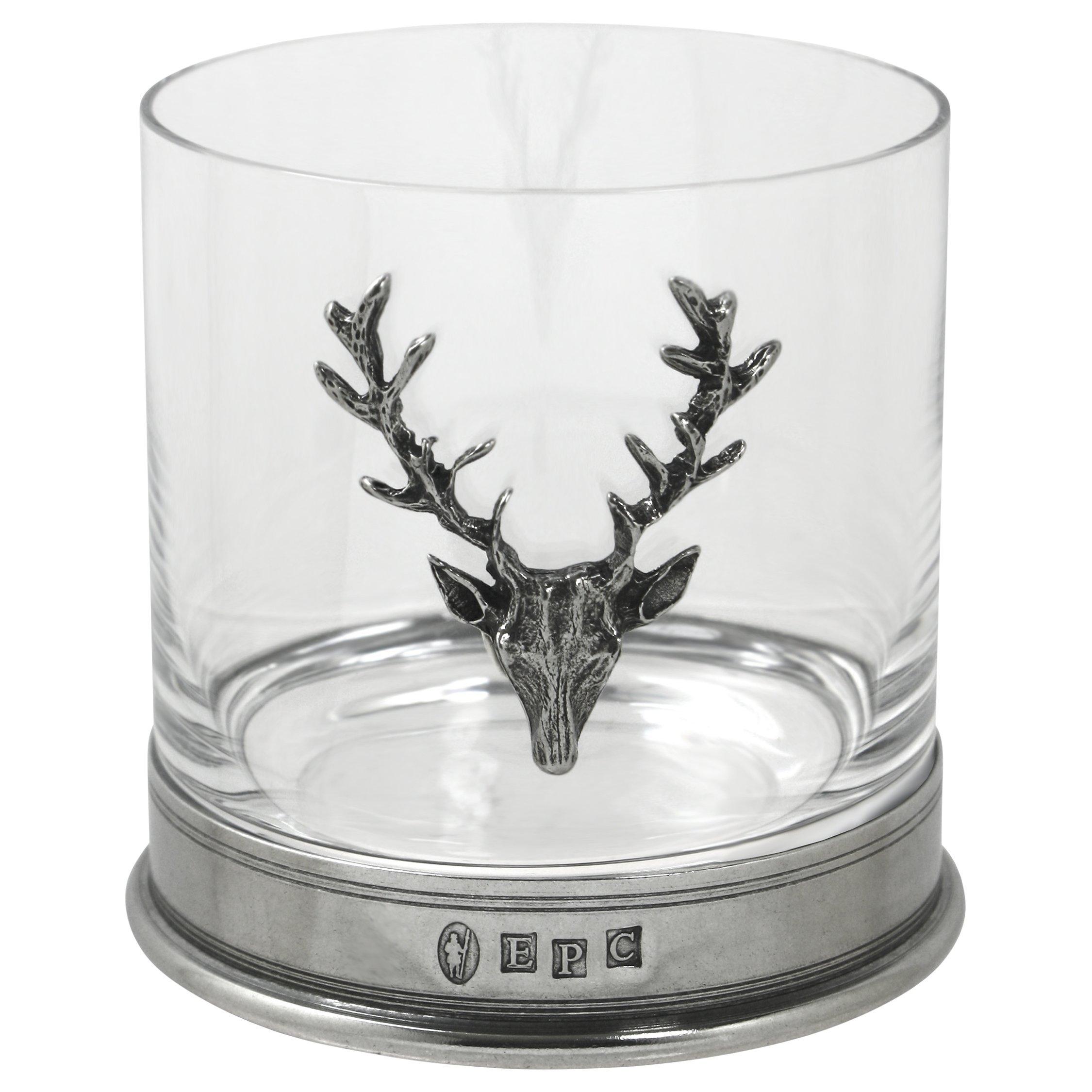 English Pewter Company Single Stag Head crystal tumbler 13.5oz - British product