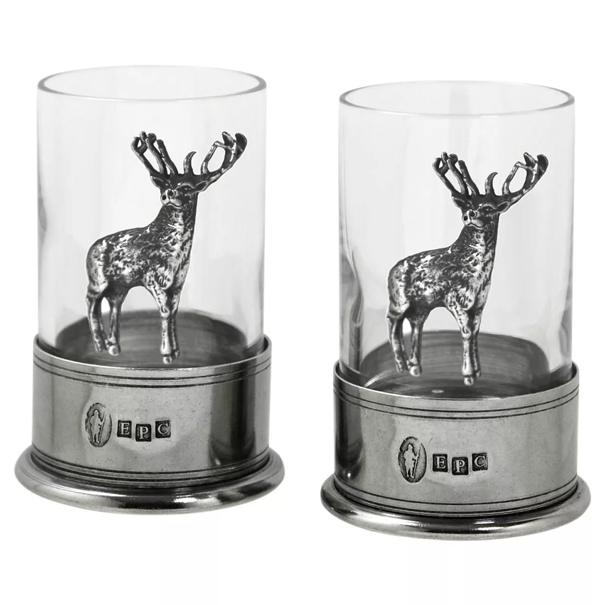 English Pewter Company Crystal Stag shot glasses set of 2 - British product