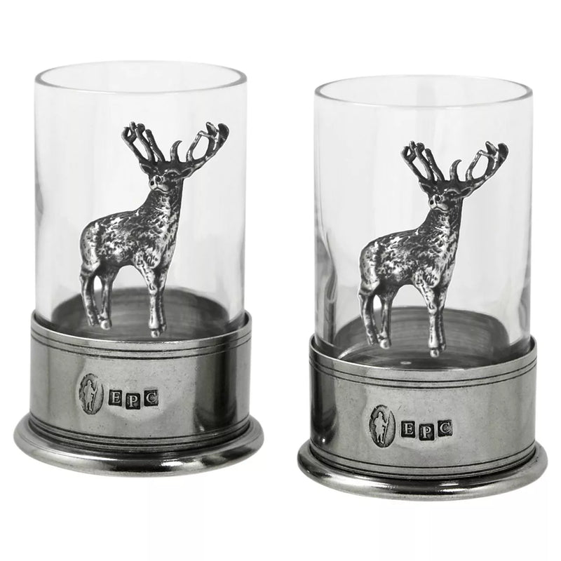 English Pewter Company Crystal Stag shot glasses set of 2 - British product
