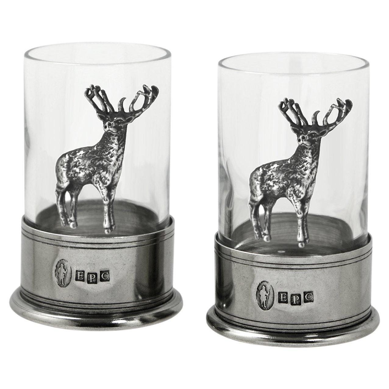 English Pewter Company Crystal Stag shot glasses set of 2 - British product