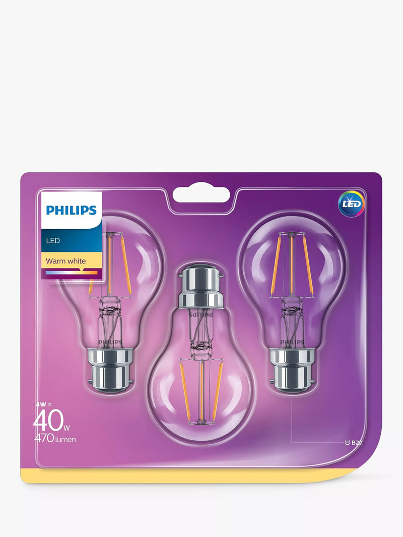 Philips 4W BC LED bulbs pack of 3, imported from the UK