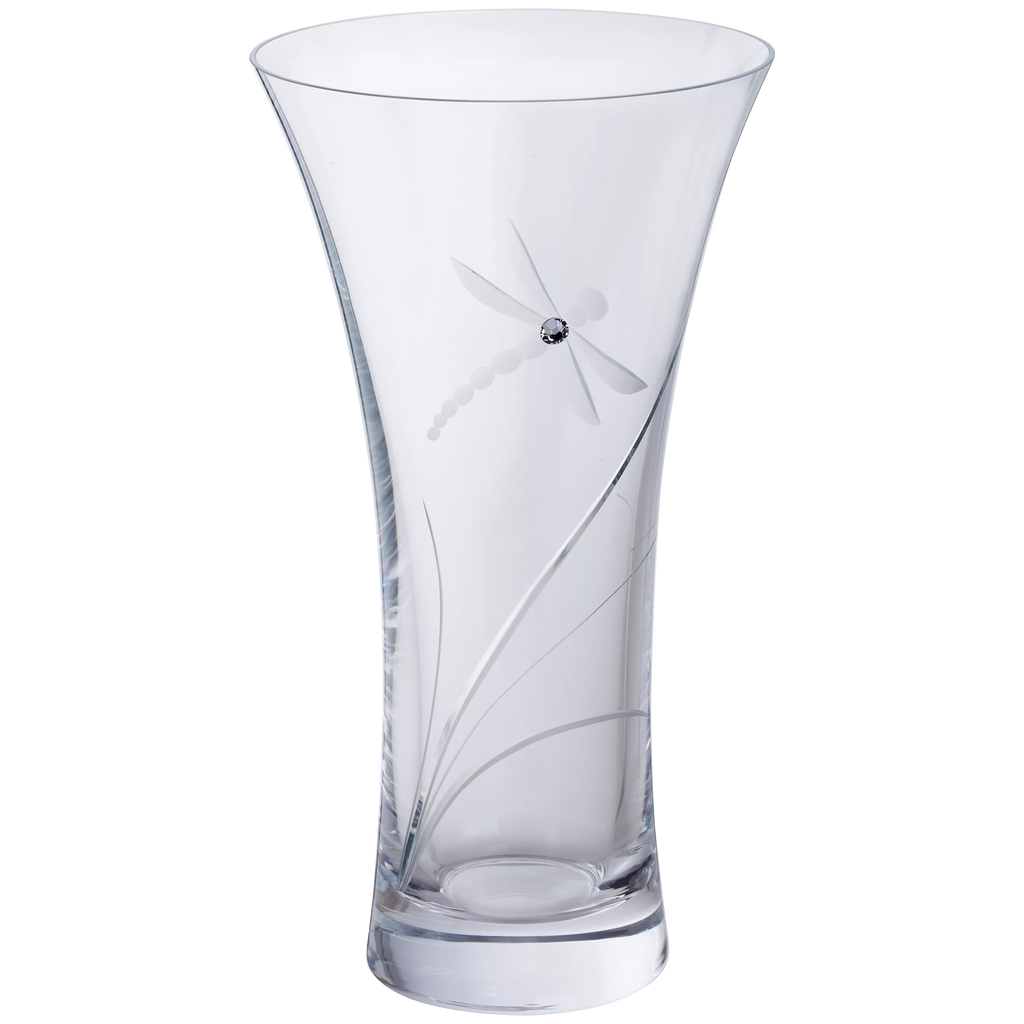 Dartington Crystal Dragonfly Vase, Medium, H21.5cm, Clear