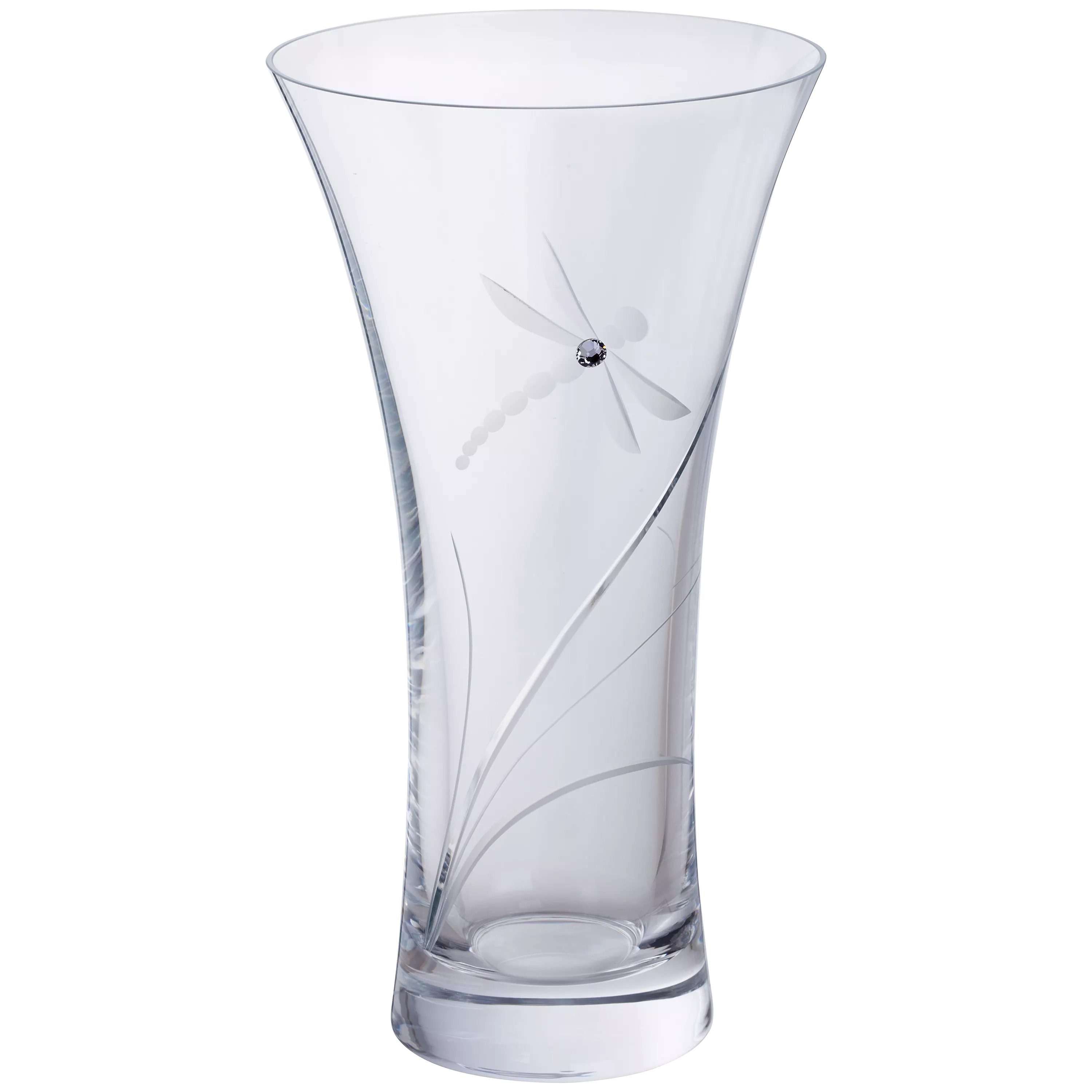 Dartington Crystal dragonfly vase medium clear 21.5cm (British brand)