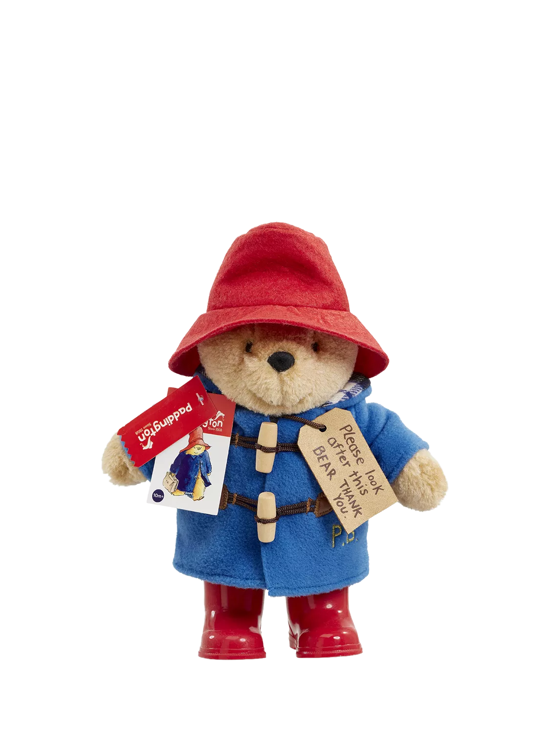 Paddington Bear soft toy with duffel coat and boots 19cm, imported from the UK