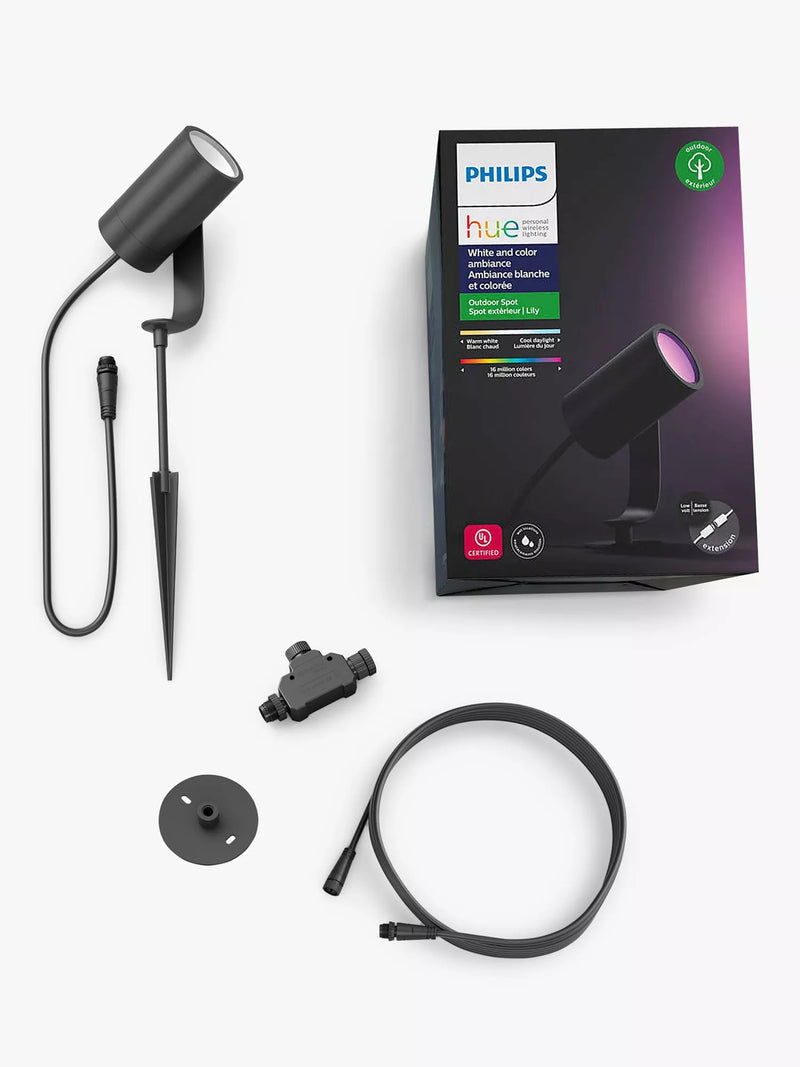 Philips Hue Lily smart outdoor spotlight extension Black (British brand)