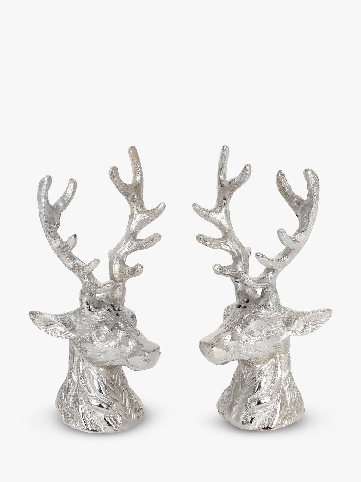 Ornamental Stag Head Nickel-Plated Salt and Pepper Shakers Set
