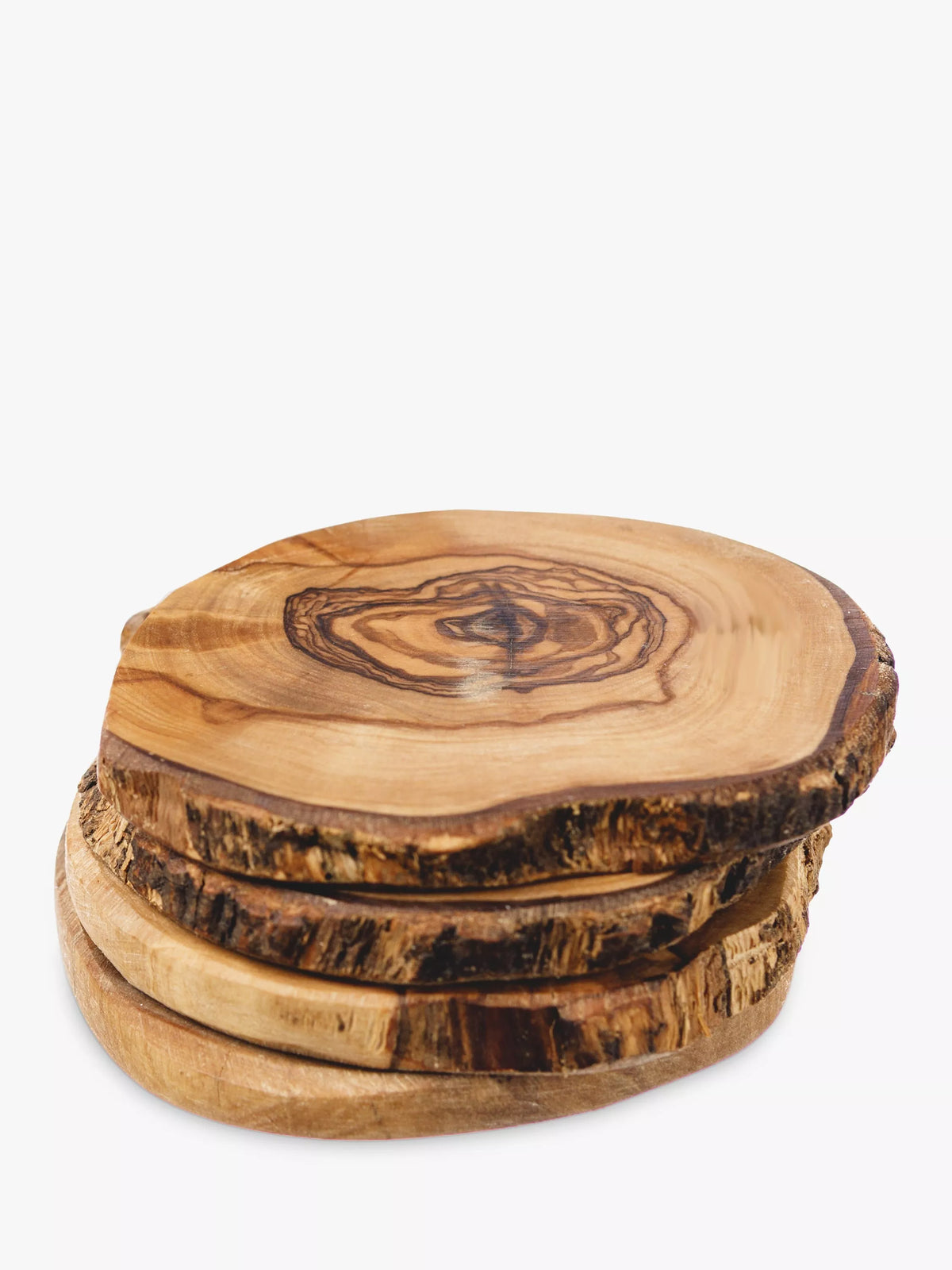 Selbrae House round olive wood coasters set of 4 natural (British brand)