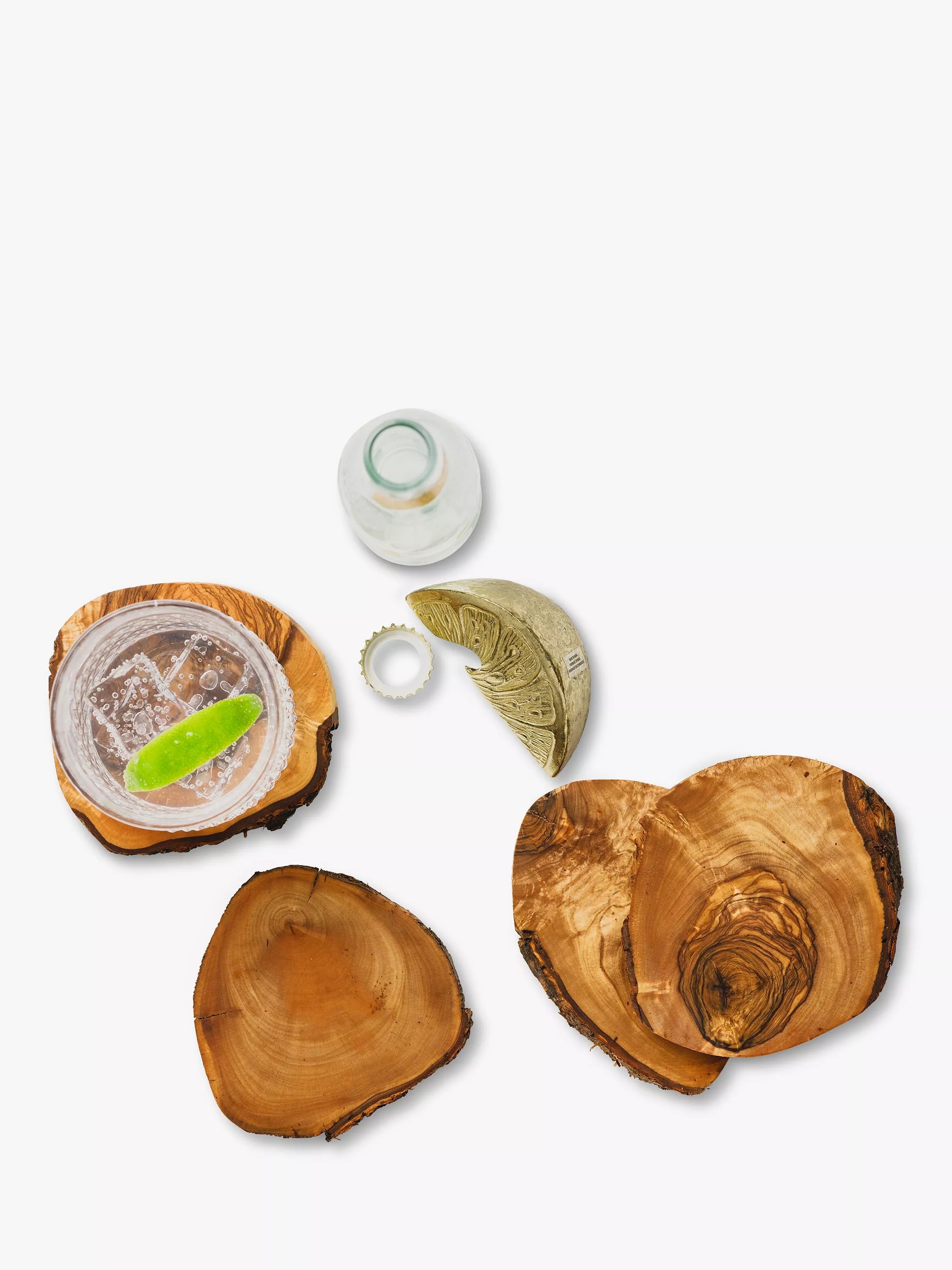 Selbrae House round olive wood coasters set of 4 natural (British brand)