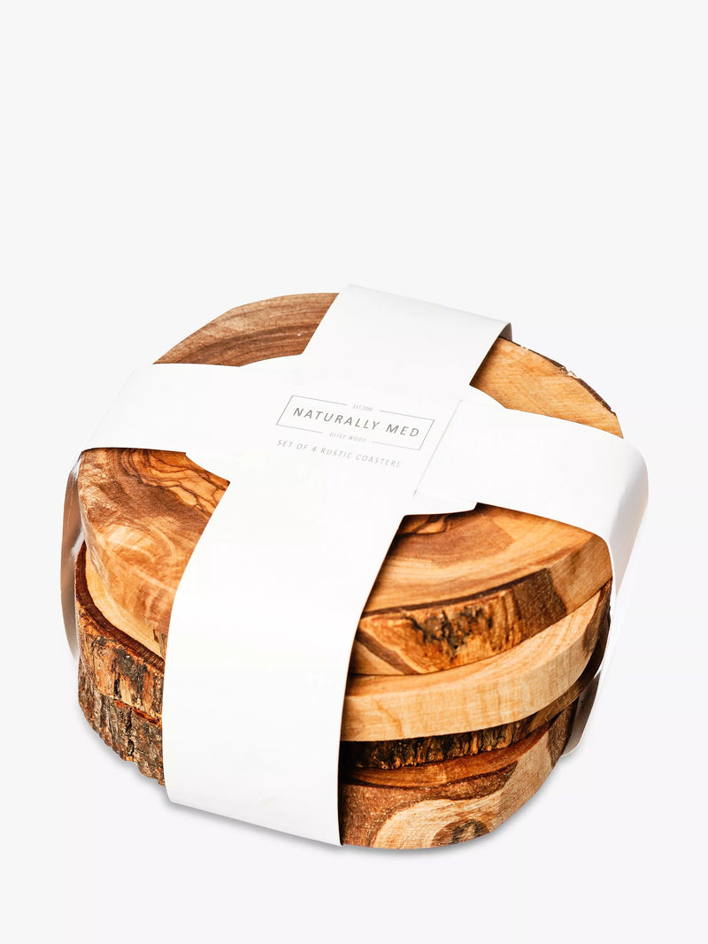 Selbrae House round olive wood coasters set of 4 natural (British brand)