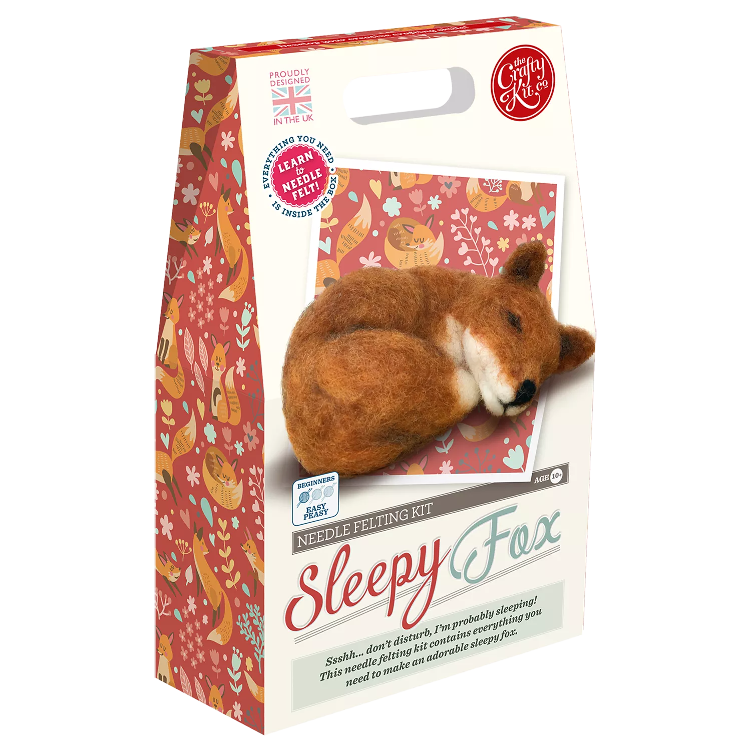 The Crafty Kit Company sleepy fox needle felting kit - British product