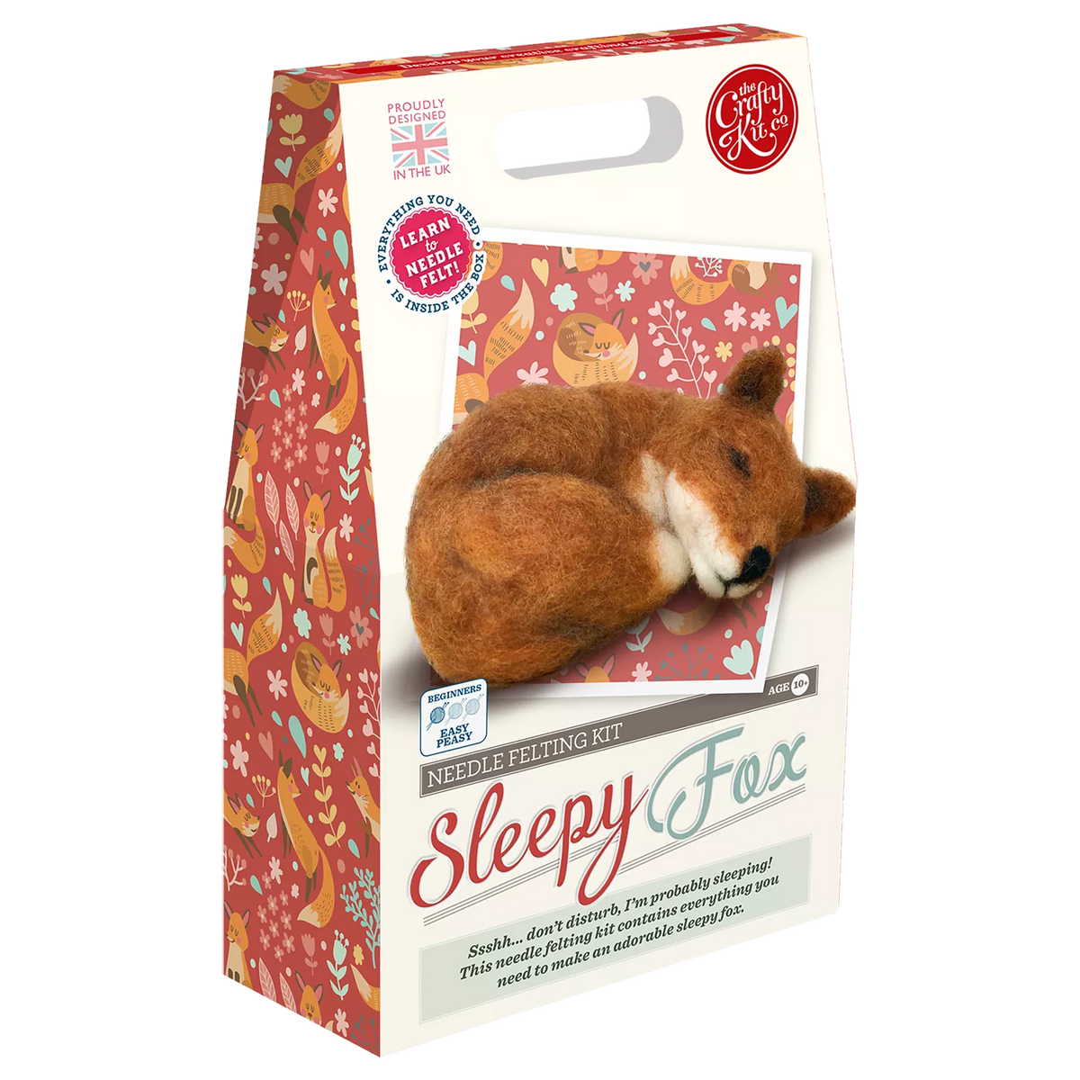 The Crafty Kit Company sleepy fox needle felting kit - British product